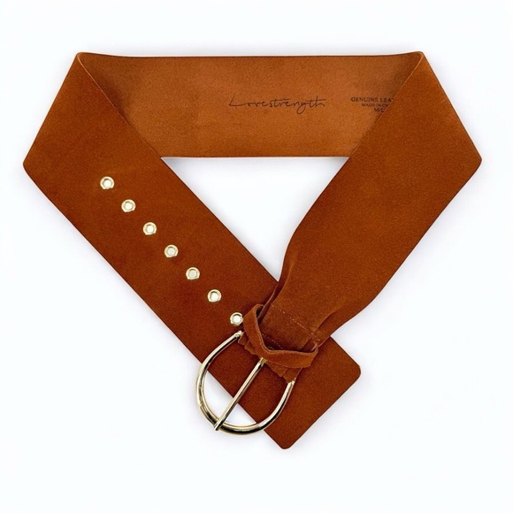 Lovestrength Austen Cognac Suede Waist Belt Size M/L NWOT NEW - Picture 3 of 10